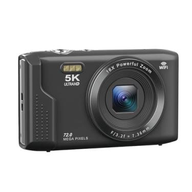 Imagem de Tangxi Câmera Digital 5K, Câmeras Digitais UHD WiFi de 72 MP para Fotografia, Câmera de Vlogging Portátil Compacta Com Tela de 2,8 Polegadas Com Zoom 16X e Foco Automático, Flash (Preto)