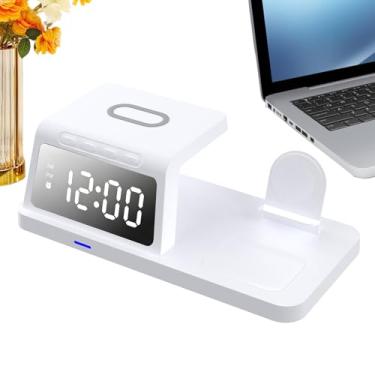 Imagem de Relógio Despertador com Carregador de Telemóvel | Carregador Múltiplo Rápido Sem Fios para Auscultadores - com Despertador | para Escritórios, RV, Acampamento, Viagem, Trabalho e