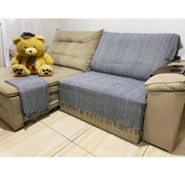 Imagem de Manta para Sofá Decorativa 2,10x1,20m em Algodão – Protetora para Sala 2 ou 3 Lugares(Cinza Mesclado)