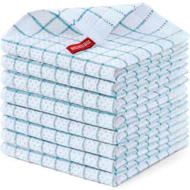 Imagem de Homaxy Panos de prato 100% algodão, pacote com 8 - 30,5 x 30,5 cm, panos de prato de trama waffle para lavar pratos, panos de prato ultra absorventes e de secagem rápida, azul-petróleo