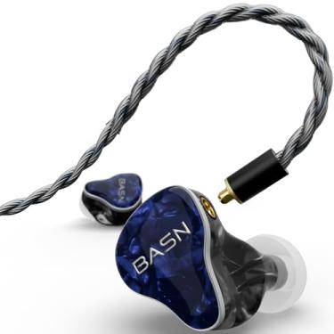 Imagem de BASN Bmaster5 in Ear Monitors, 5 Drivers HiFi Drummer Stage Headphones, fones de ouvido profissionais IEM com cabo OFC banhado a prata MMCX e capa portátil para músicos (azul abissal, 3,5 e 4,4 mm)
