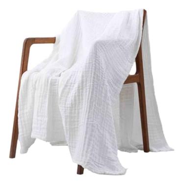 Imagem de Cobertor para cobertores e mantas de cama feminino masculino adulto longo duplo solteiro para sofá algodão 6 camadas gaze quente macio confortável primavera verão outono (branco, 150 x 200 cm)