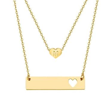 Imagem de JJTZX Conjunto de colar de mãe e filha com inicial de coração, nome e presente de dia das mães para mãe e filha, Small, Aço inoxidável, Sem Pedra Preciosa