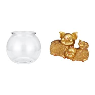 Imagem de Whtkoph Estatueta de Porco Transparente para Aquário, Ornamento Decorativo para Casa, Vaso de Flores, Vaso de Flores, Mesa, Quarto, Escrivaninha, Sala de Esta