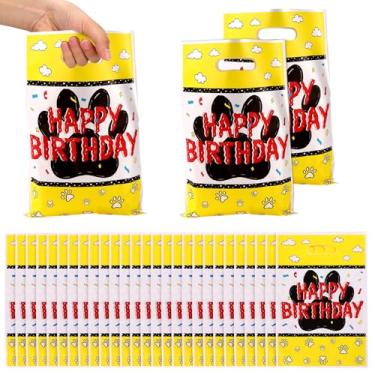 Imagem de 50 Sacolas de Presente Fofas com Tema Cachorro, Sacolas de Lembrancinhas com Desenho Patinha Cachorro para Doces Brinquedos Lembrancinhas Artigos para Festas e Decorações