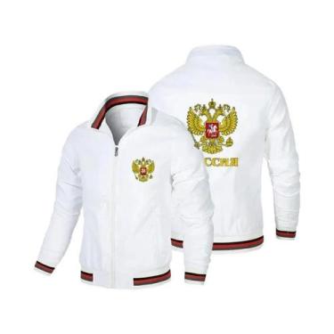 Imagem de Jaqueta Casual Com Zíper Para Homens, Estilo Windbreaker, Águia Russa,