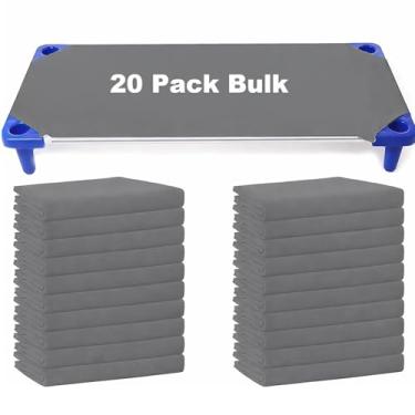 Imagem de Lençóis de berço para creche, tamanho padrão, 20 peças, 58,4 cm x 129,5 cm, capas de berço infantil, lençol com elástico respirável para crianças, meninos e meninas (cinza)