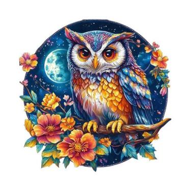 Imagem de Quebra-Cabeça De Madeira Para Adultos Em Forma Única Família De Coruja