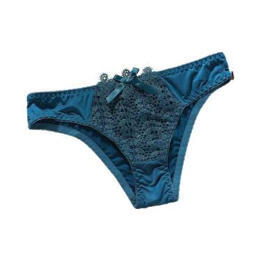 Imagem de Calcinhas De Renda De Cintura Baixa Para Mulheres, Cor Sólida, Sexy E 