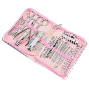 Imagem de Conjunto de manicure com 26 cortadores de unha – Ferramentas de corte de unhas de aço inoxidável premium com tesoura, alicate de cutícula e mais em bolsa durável com zíper, rosa