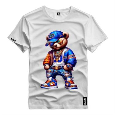 Imagem de Camisa Camiseta Masculina Personagem Urso Style Bone Azul Estampado Bl
