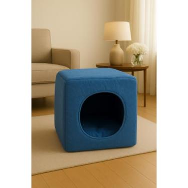 Imagem de 3 em 1 para Pet – Caminha e Casinha Impermeável com Almofada Removível, Versátil para Cães e Gatos Pequenos e Médios(Suede Azul,M)