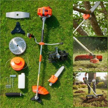 Imagem de Roçadeira A Gasolina 75cc 3.5hp 7x1 2 Tempos Profissional Multifuncional Enxada Rotativa Motopoda