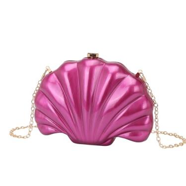 Imagem de KKFAUS Bolsa de mão personalizada multicolorida bolsa de ombro mensageiro feminina, Concha rosa vermelha, One Size