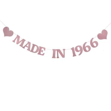 Imagem de DONGLYJL Faixa de ouro rosa feita em 1966, pré-amarrada, decorações engraçadas de festa de aniversário de 60 anos, FEITO EM 1966