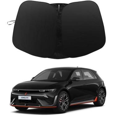 Imagem de Para-brisa para Hyundai Ioniq 5 2022-2025 para-sol para acessórios de carro Persianas de janela dobráveis Blocos internos de raios UV Feito de poliéster 240T com bolsa de armazenamento, fácil de