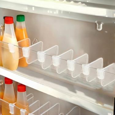 Imagem de Divisor de porta de geladeira multifuncional, placa divisória grossa transparente para garrafas e condimentos, gerenciamento de espaço de prateleira, 10 peças