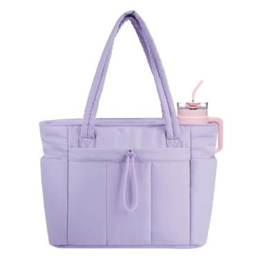 Imagem de JueiXeoy Bolsa feminina acolchoada para enfermeira com porta-copos, compartimento para laptop e bolsa de carrinho para trabalho e viagens, Roxa, One Size