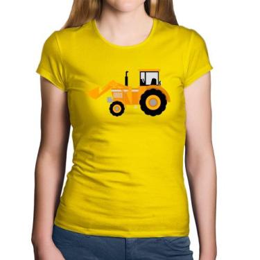 Imagem de Baby Look Algodão Trator Pá Carregadeira Amarelo - Foca na Moda, Amare