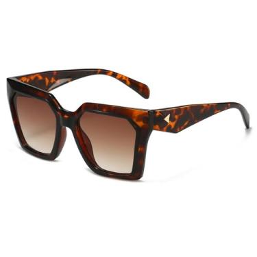 Imagem de Óculos de Sol UV400 - Armação Grande com Degradê Colorido para Homens e Mulheres, Ideal para Esportes ao Ar Livre, Corrida e Ciclismo, Estampa de Leopardo