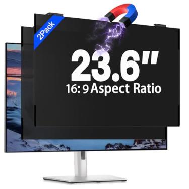 Imagem de Pacote com 2 telas magnéticas para privacidade de computador de 60 cm, protetor de privacidade removível para monitor sem moldura widescreen 16:9, filtro de luz azul, protetor antirreflexo
