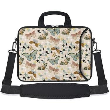 Imagem de RICHEN Bolsa de ombro para laptop 14 15 15,4 15,4 15,6 polegadas bolsa mensageiro bolsa de ombro para notebook bolsa de transporte neoprene com bolso de acessórios (14-15,6 polegadas, borboletas