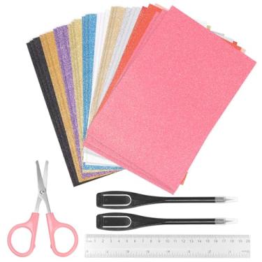 Imagem de Swpeet 34 folhas de espuma, folhas de espuma para artesanato, 10 cores sortidas, papel brilhante premium, papel de cartolina para artesanato, adequado para projetos de bricolage, decoração de Natal