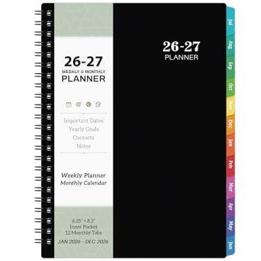 Imagem de Agenda 2026-2027 - Agenda acadêmica 2026-2027, semanal e mensal, julho de 2026 - junho de 2027, 66-27, agenda 16 cm × 21 cm, notas, papel grosso, bolso traseiro, encadernação com fio duplo