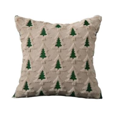 Imagem de Capas De Almofada De Natal Em Pelúcia Verde 18x18 Para Decoração De Ca