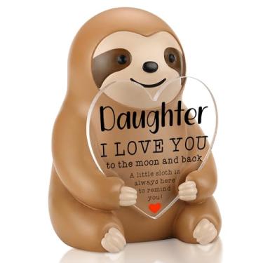 Imagem de Estatueta de preguiça presente de incentivo para filha, decoração de mesa da mamãe papai, Love You to The Moon and Back, presente de agradecimento de formatura de aniversário para meninas adolescentes