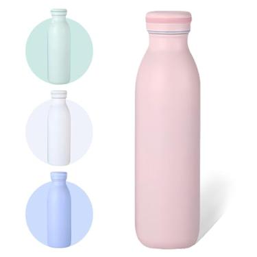 Imagem de AMFUN Garrafa de água isolada a vácuo, garrafa de água esportiva de aço inoxidável de 500 ml, livre de BPA, à prova de vazamento para bebidas quentes e frias, leite de café, casa, trabalho, academia e