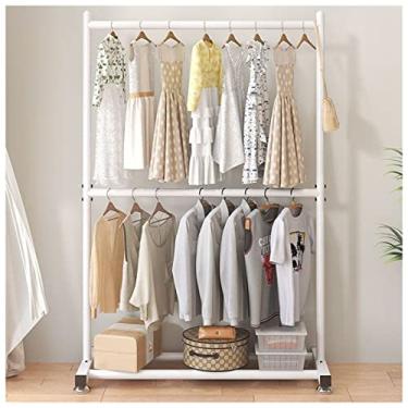Imagem de Cabide duplo - Rack de roupas de 100 cm para pendurar roupas, casacos, saias, suéteres - Organizador resistente para soluções de armazenamento de casa e armário