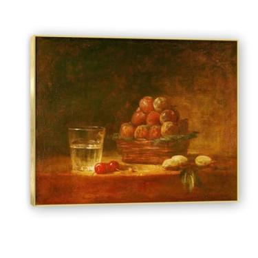 Imagem de NHLDZYH Moldura dourada. Pintura vintage fruta ainda vida em tela retro fruta motivo estilo country decoração de parede para cozinha e sala de jantar. A18. 30 x 36 cm.