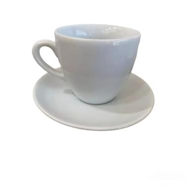 Imagem de Conjunto 12 Peças: 6 Xícaras + 6 Pires de Porcelana Branca 230ML - Segunda Linha Karol, Ideal para Chá e Café, Prático para Residência