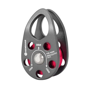 Imagem de NewDoar Polia micro móvel 30KN/3059.9 kg Polia única em forma de bochecha para corda máxima Corda de 12 mm para escalada, levantamento de resgate, engate tending-cinza/1 peça