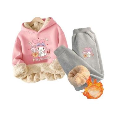 Imagem de Conjunto De Moletom De Inverno Para Meninas Sanrio Kuromi, Com Forro D