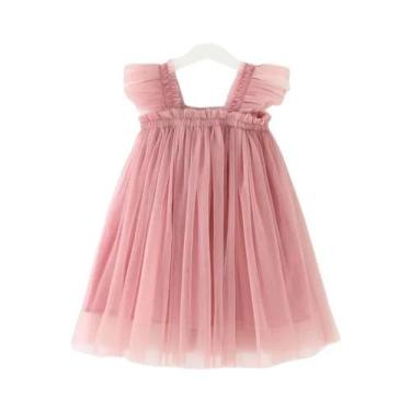 Imagem de Vestido De Verão Para Menina Sem Mangas Com Gola Quadrada Em Malha Pri