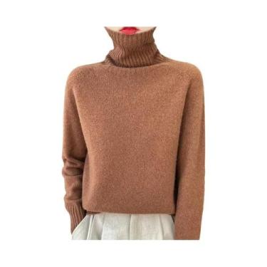 Imagem de Suéter Feminino De Lã Merino De Manga Longa Térmico Em Cor Sólida Para