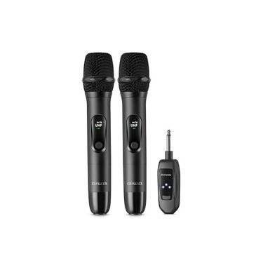 Imagem de Microfone Sem Fio Aiwa AWS-MIC-01 Duplo - Dinâmico para Karaokê com 10h de Bateria Bivolt