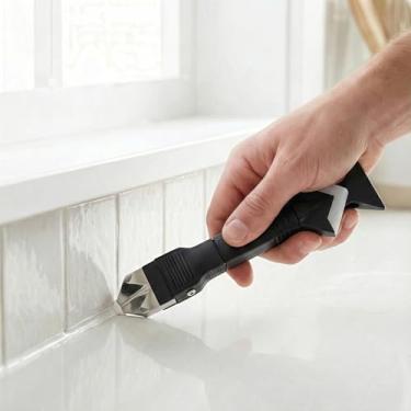 Imagem de Ferramentas de calafetagem de silicone - Ferramenta de acabamento de selante 3 em 1, raspador de argamassa, removedor de calafetagem, raspador de ângulo de cola de vidro