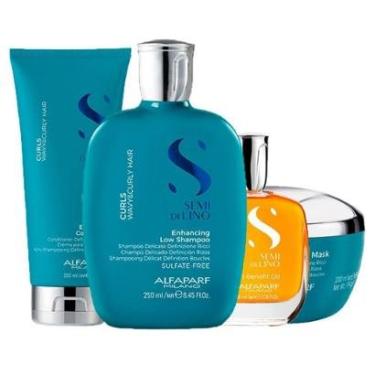 Imagem de Kit Alfaparf Milano Professional Semi Di Lino Curls - Shampoo e Condicionador e Máscara e Óleo-Unissex