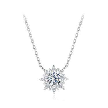 Imagem de GemKing MSN047 Colar de camada dupla moissanite 0,5CT, Prata esterlina, Sem Pedra Preciosa