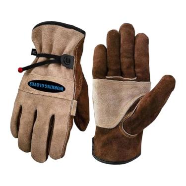 Imagem de Fenteer Luvas de trabalho com ajuste no pulso, reutilizáveis, para proteção mãos, ideais para jardinagem, corte de grama, manuseio, soldagem, uso por, S