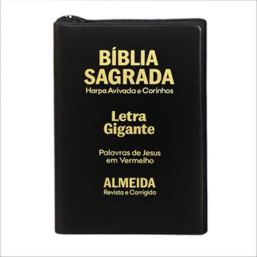 Imagem de Bíblia Sagrada Letra Gigante - Ziper - Preta - C/ Harpa Cristã - SI - 