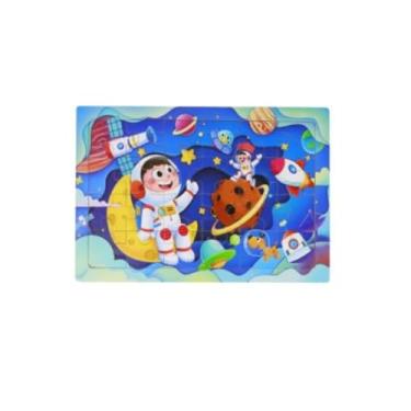 Imagem de Quebra Cabeça Infantil Espacial Tema Astronauta E PlanetasJogo Educativo Para Crianças Brinquedo De Desenvolvimento
