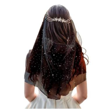 Imagem de Unykaflor Véu de noiva medieval, vestido de casamento elfo elfo, acessório de cabeça de noiva para festa de casamento