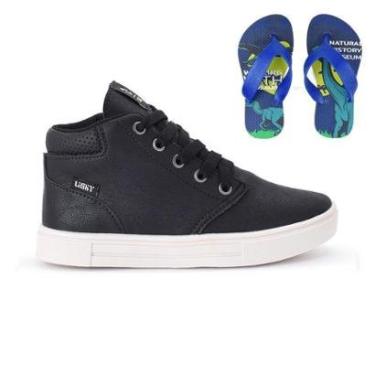 Imagem de Tênis Botinha Infantil Masculino Casual Cano Alto Confortavel + Chinelo-Masculino