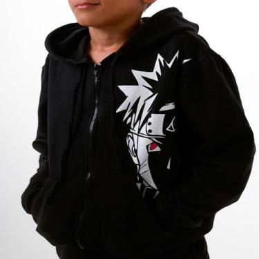 Imagem de Blusa de Moletom Naruto Cara Metade Infantil - Glev Conceito, M, Preto