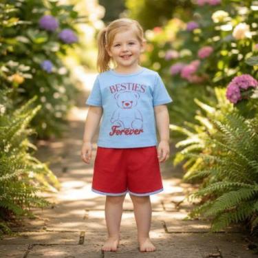 Imagem de Conjunto Infantil Menina Blusa Besties Forever e Shorts Vermelho 4YOU-