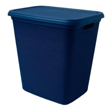 Imagem de Cesto Organizador Multiuso 45 Litros Grande com Tampa para Roupas, Brinquedos e Lavanderia(AZUL)